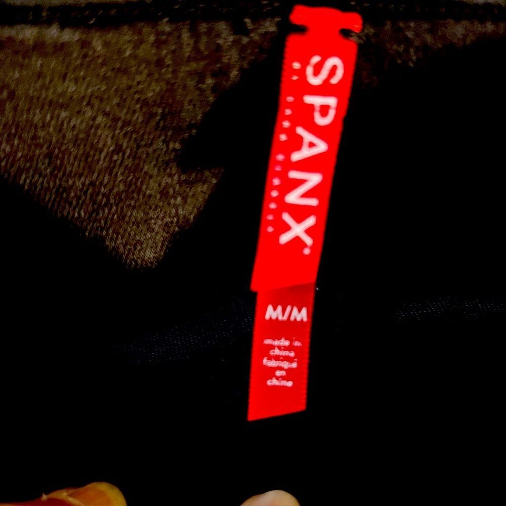SPANX distressed black denim skinny jeans MED